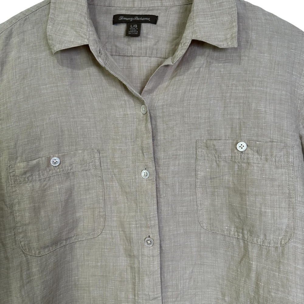 Tommy Bahama Women’s Large Beige Natural 100% Linen Button Long Sleeve - Picture 4 of 8